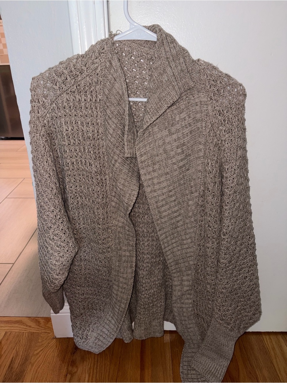 Aeropostale Taupe Open-Front Knit Cardigan
